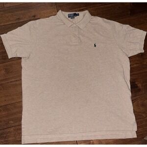 Ralph Lauren Polo Shirt Mens 2XL Oat Beige Pony Cotton‎ Logo Casual Preppy Used